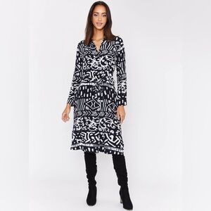 NWT:  Dolcezza Stylish Black and White Patterned Dress